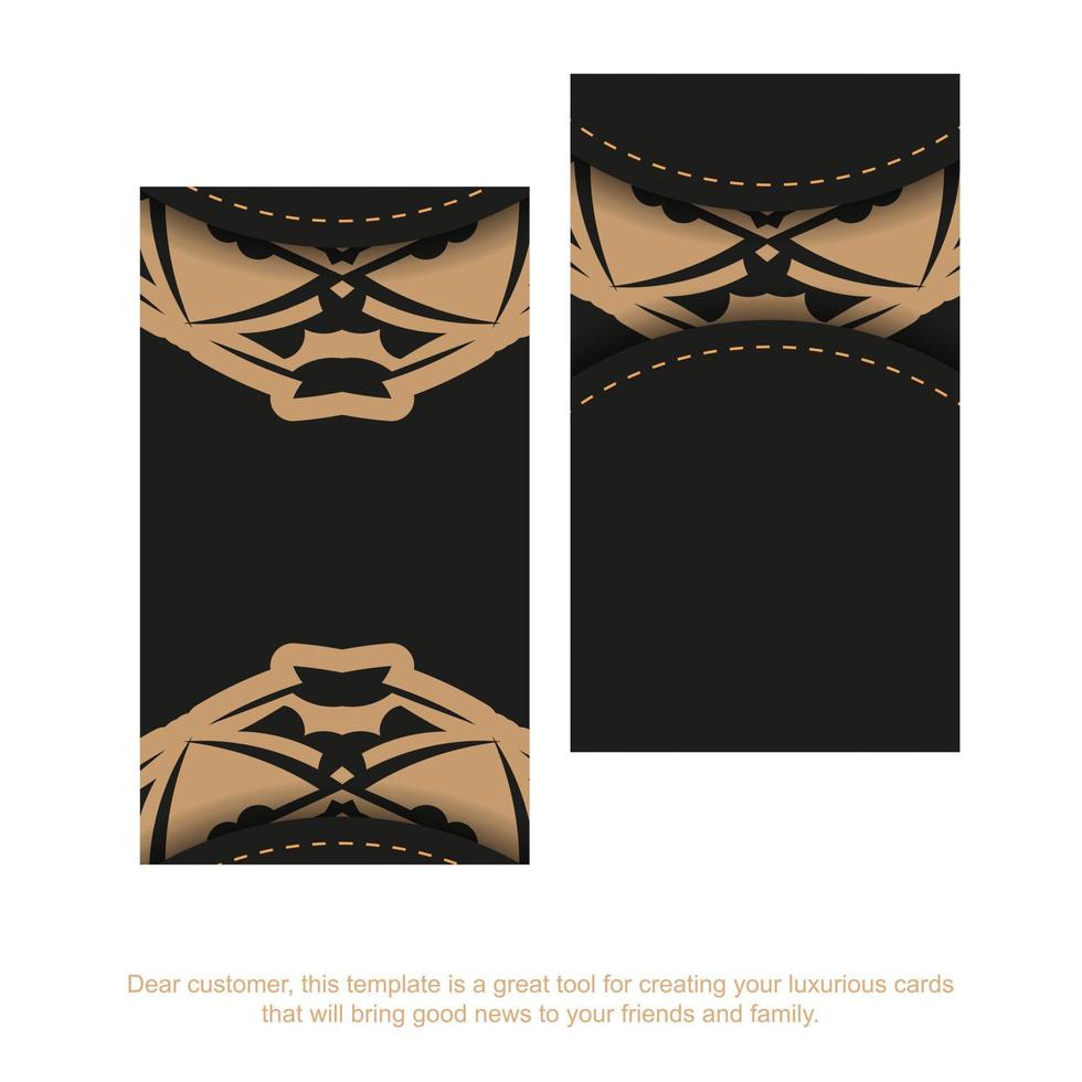 visitenkartenvorlage in schwarzer farbe mit hellbraunem luxusschmuck vektor