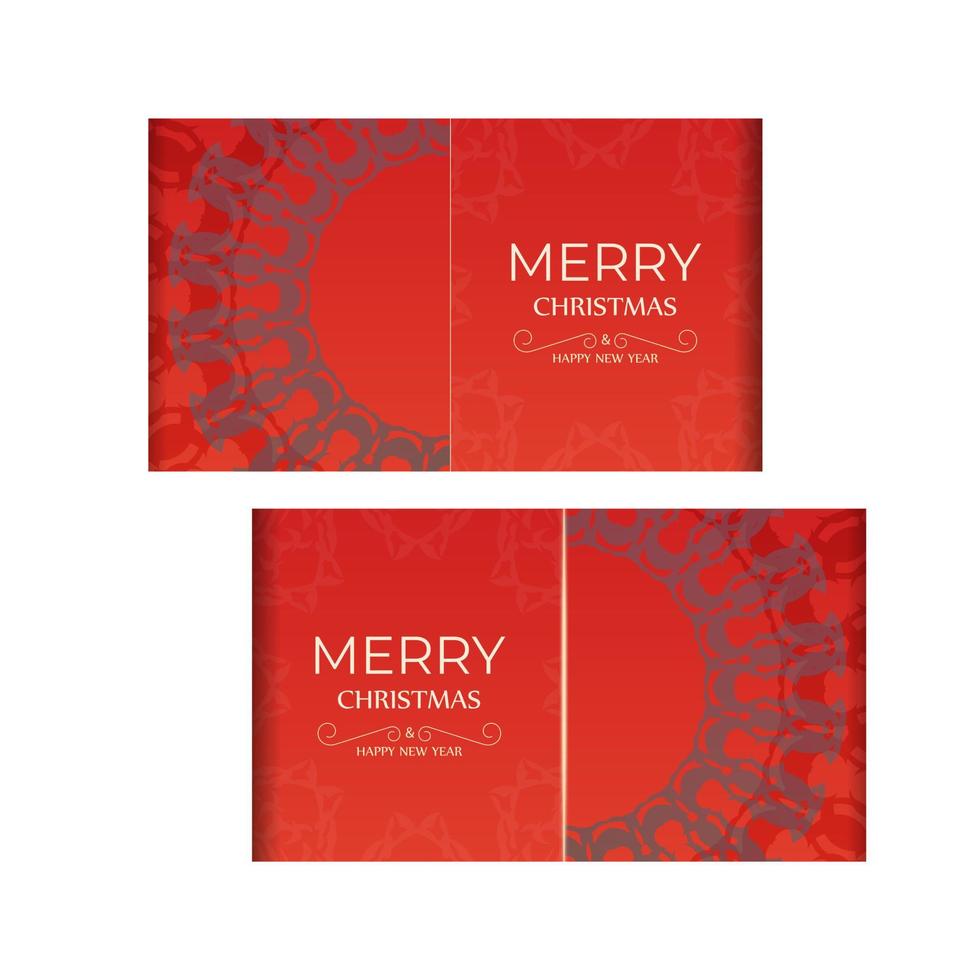 röd glad jul hälsning kort med lyxig vinröd prydnad vektor