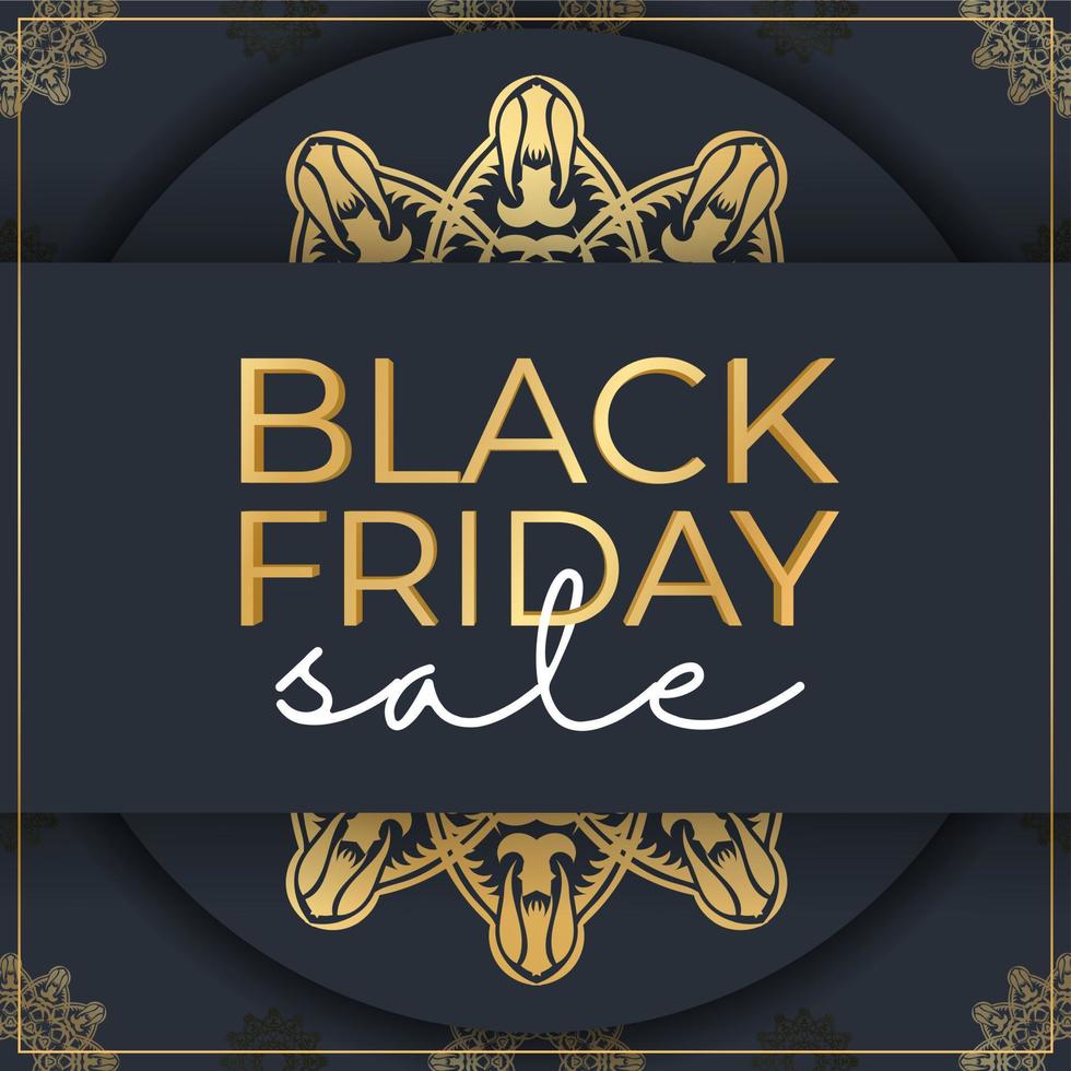 poster sale black friday dunkelblau mit luxuriösem goldenem muster vektor