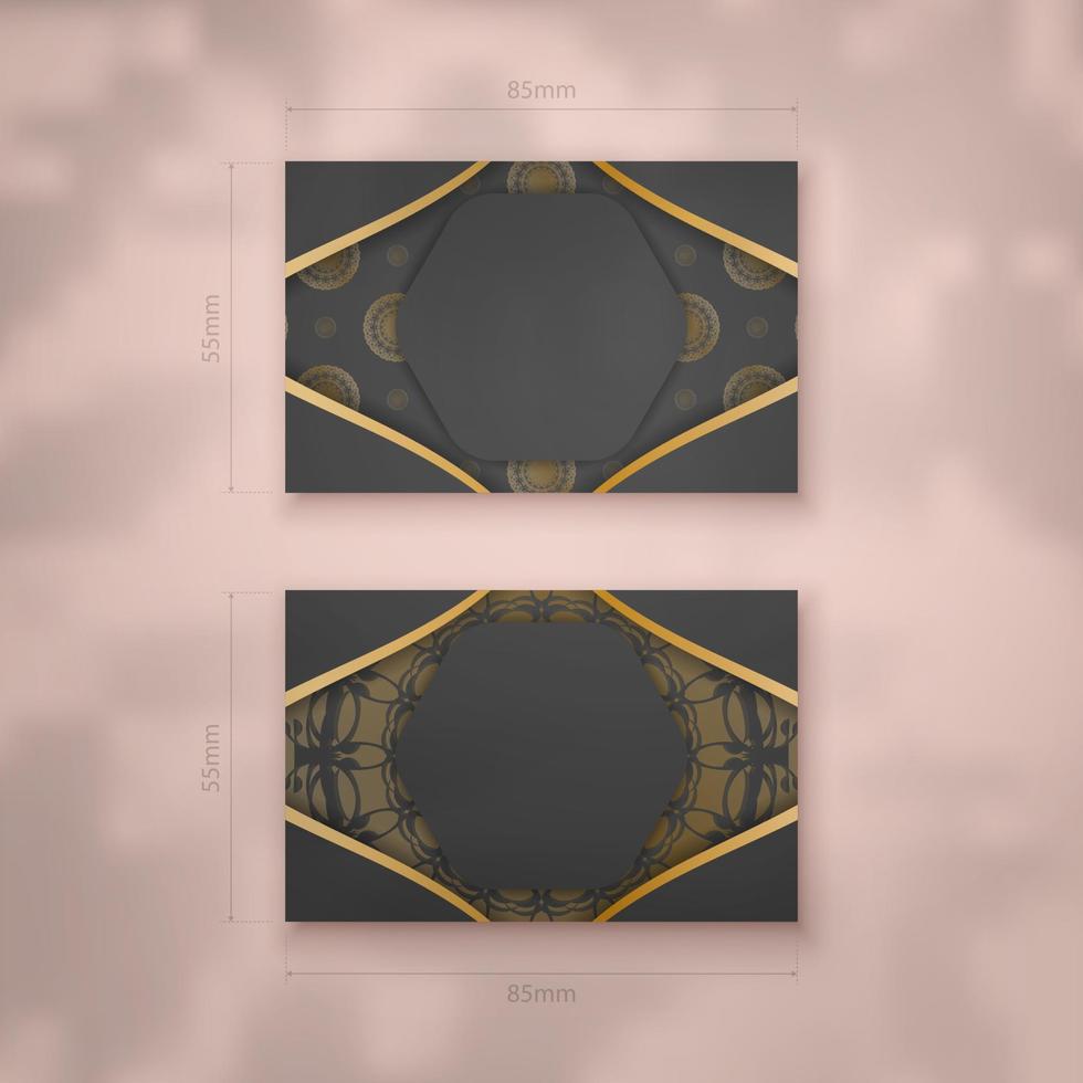 repräsentative visitenkarte in schwarz mit abstraktem goldmuster für ihre marke. vektor