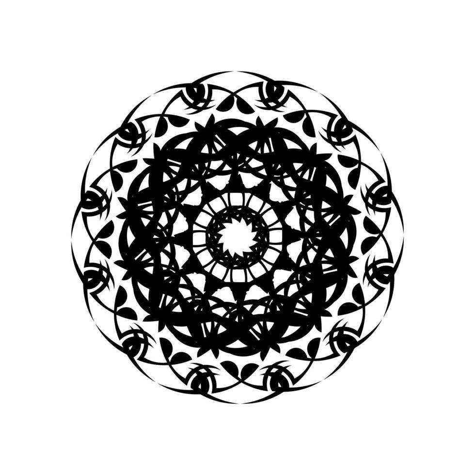 rund mandala. svart och vitt orientaliskt mönster. etniskt motiv. färg. tatueringsmall, henna prydnad. psykedelisk vektor. vektor