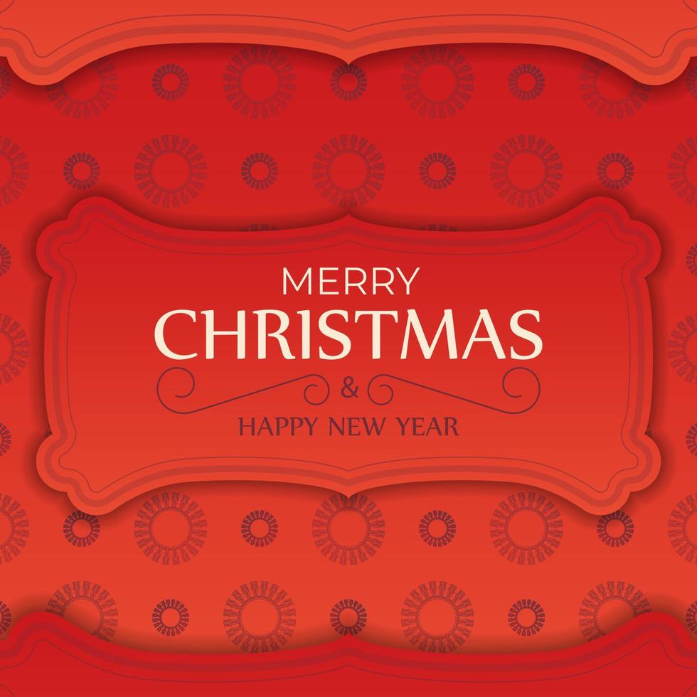 glad jul och Lycklig ny år hälsning broschyr mall röd Färg med vinter- vinröd mönster vektor