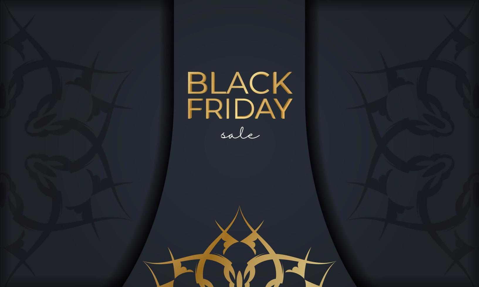 svart fredag affisch mall i mörk blå Färg med grekisk guld prydnad vektor