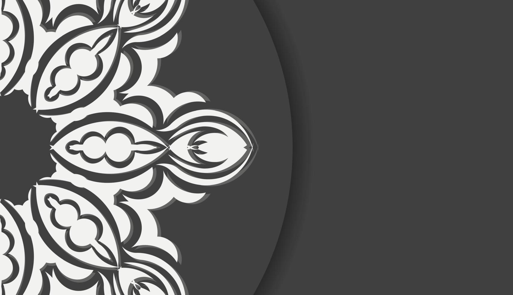 Banner in schwarzer Farbe mit indischem weißem Ornament für Design unter Ihrem Text vektor