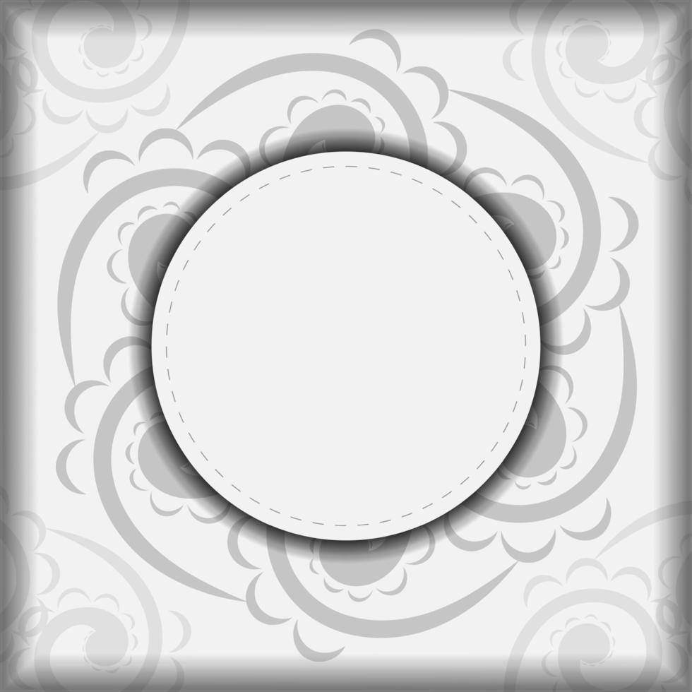 weiße Farbgrußkarte mit schwarzem Mandala-Ornament vektor