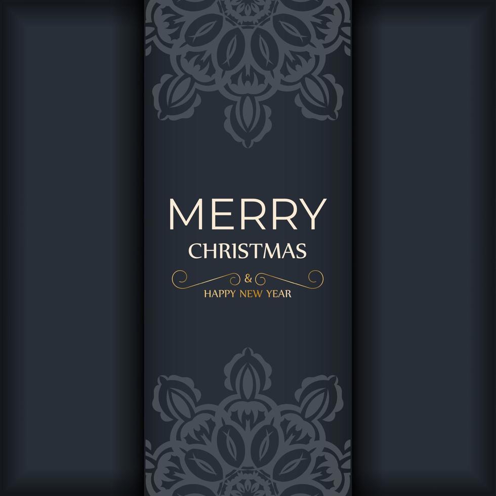 Feiertagskarte frohe Weihnachten und guten Rutsch ins neue Jahr in dunkelblauer Farbe mit abstraktem blauem Muster vektor