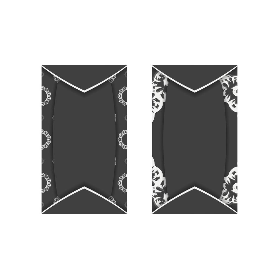 schwarze visitenkarte mit mandalaweißer verzierung für ihre marke. vektor