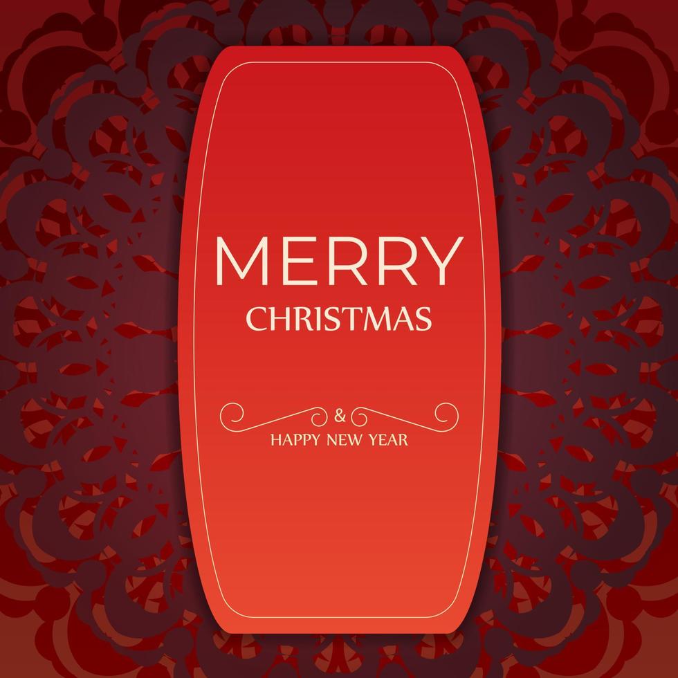 rote farbe frohe weihnachten und guten rutsch ins neue jahr flyer mit luxuriöser burgunderverzierung vektor