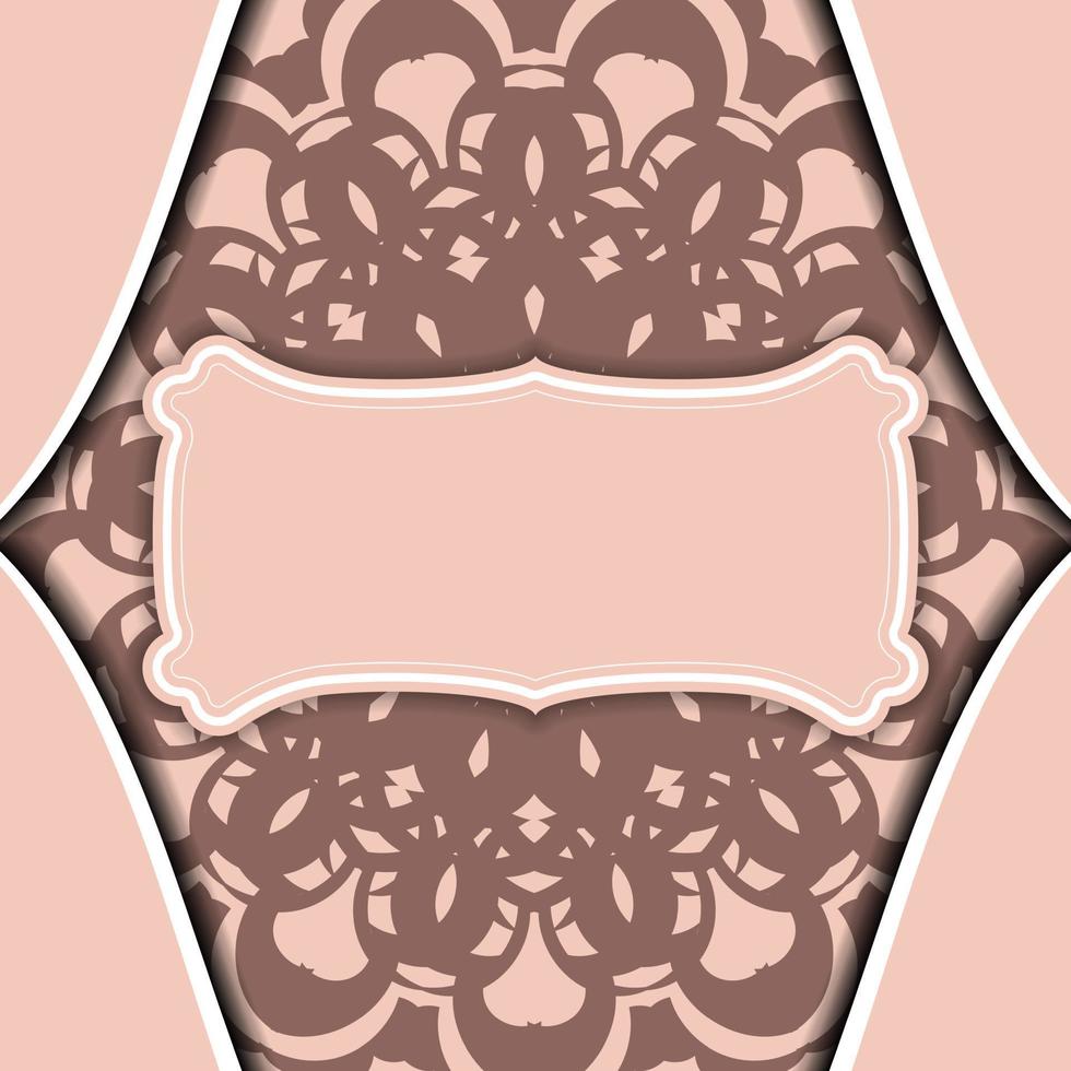 grußkarte in rosa mit vintage-ornamenten für typografie vorbereitet. vektor