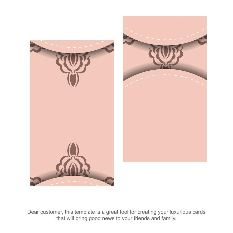 rosa Färg broschyr med årgång mönster för din design. vektor