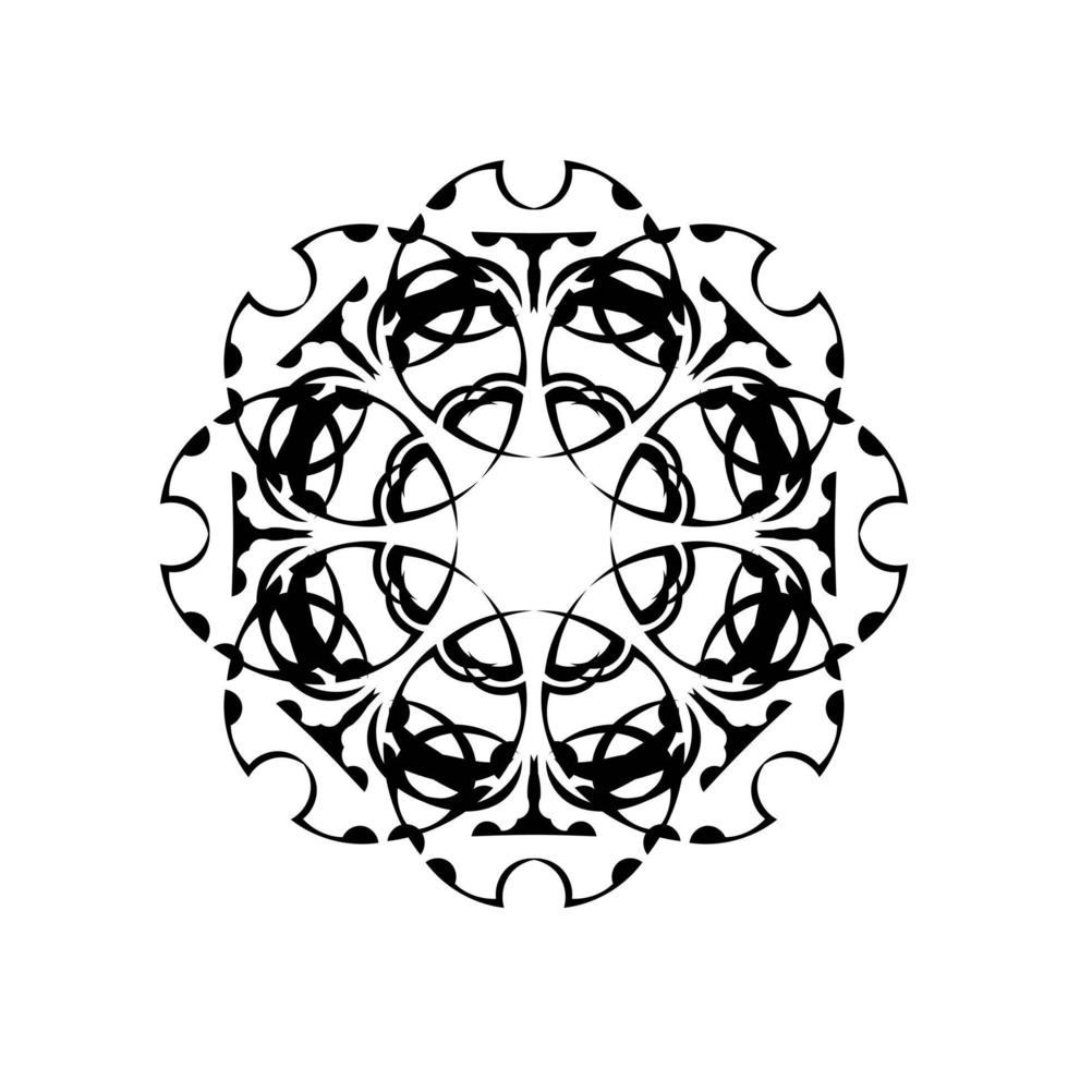 rund mandala. svart och vitt orientaliskt mönster. etniskt motiv. färg. tatueringsmall, henna prydnad. psykedelisk vektor. vektor