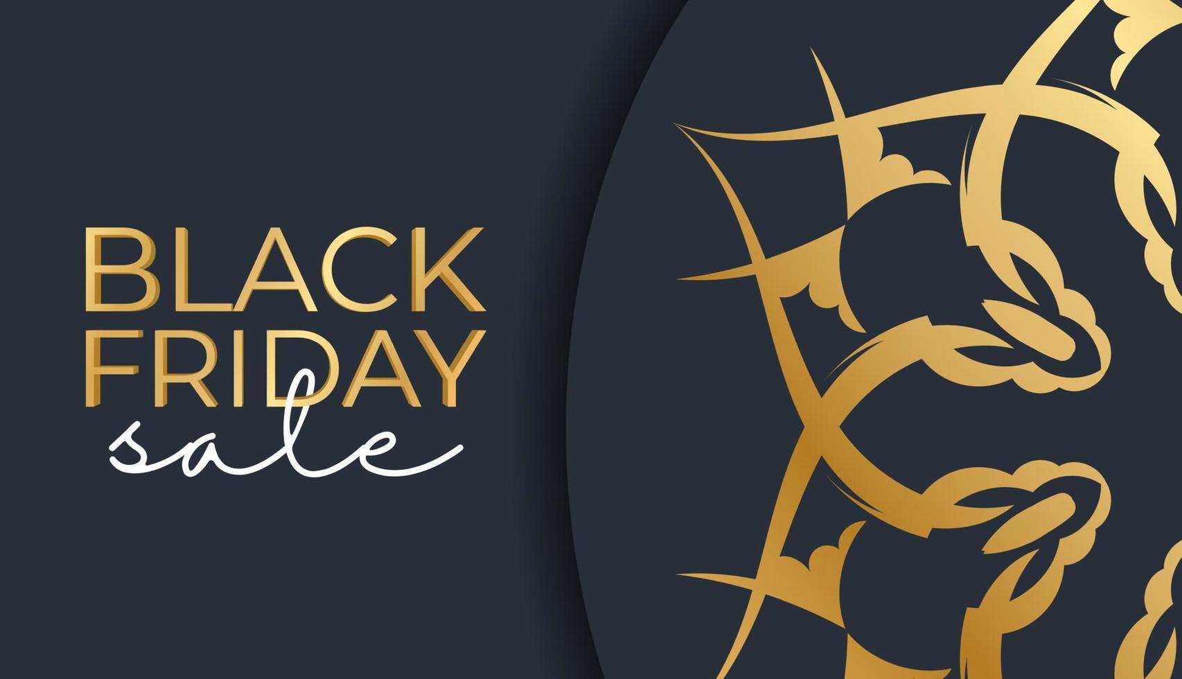 baner black friday in dunkelblau mit geometrischer goldverzierung vektor