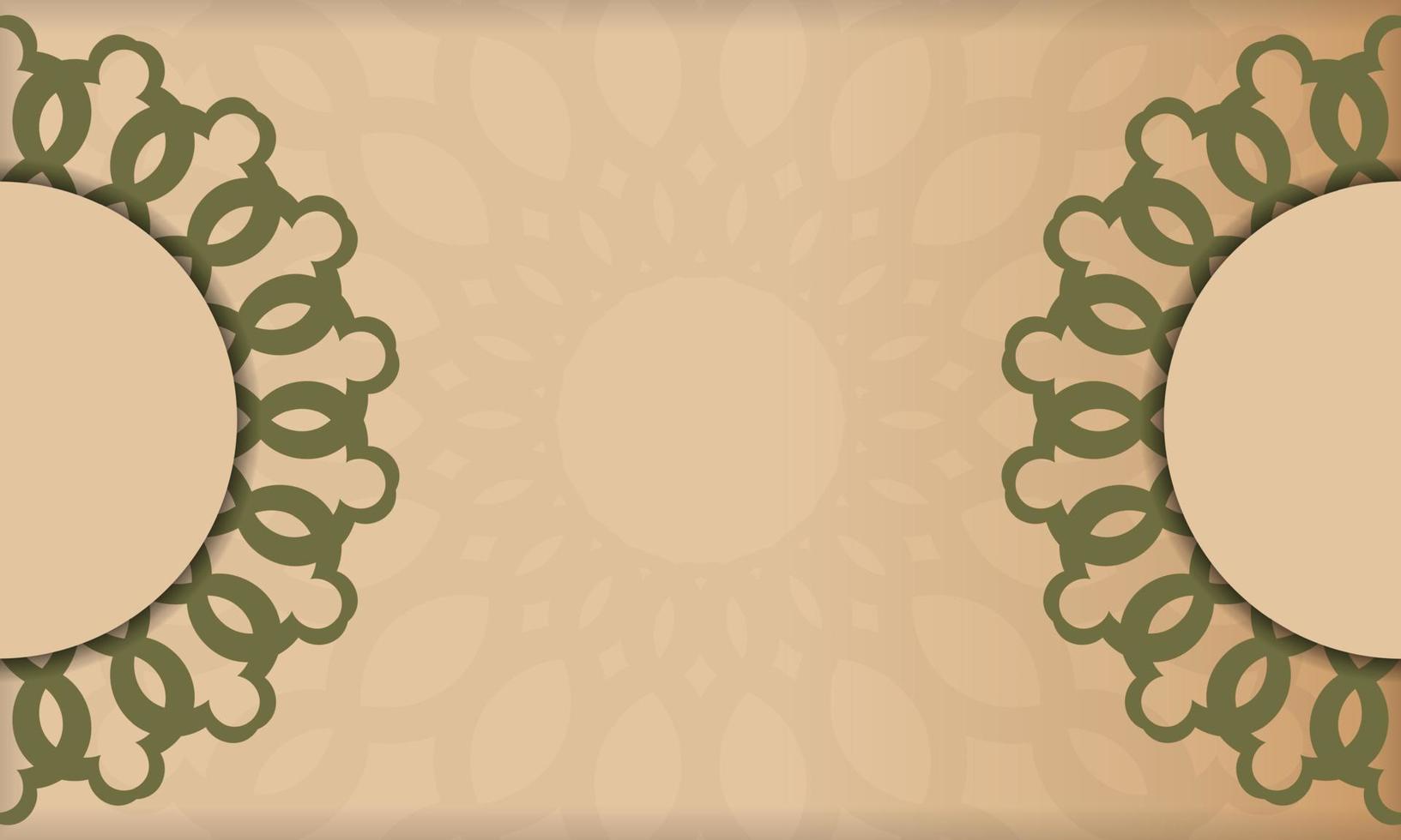 Postkartendesign mit griechischen Ornamenten. beiger hintergrund mit luxuriösen vintage-ornamenten und platz für ihr logo und text. vektor