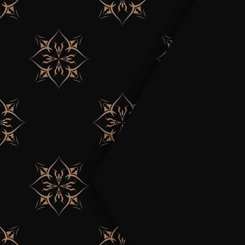 Grußbroschüre in Schwarz mit braunem Vintage-Ornament für Ihr Design. vektor