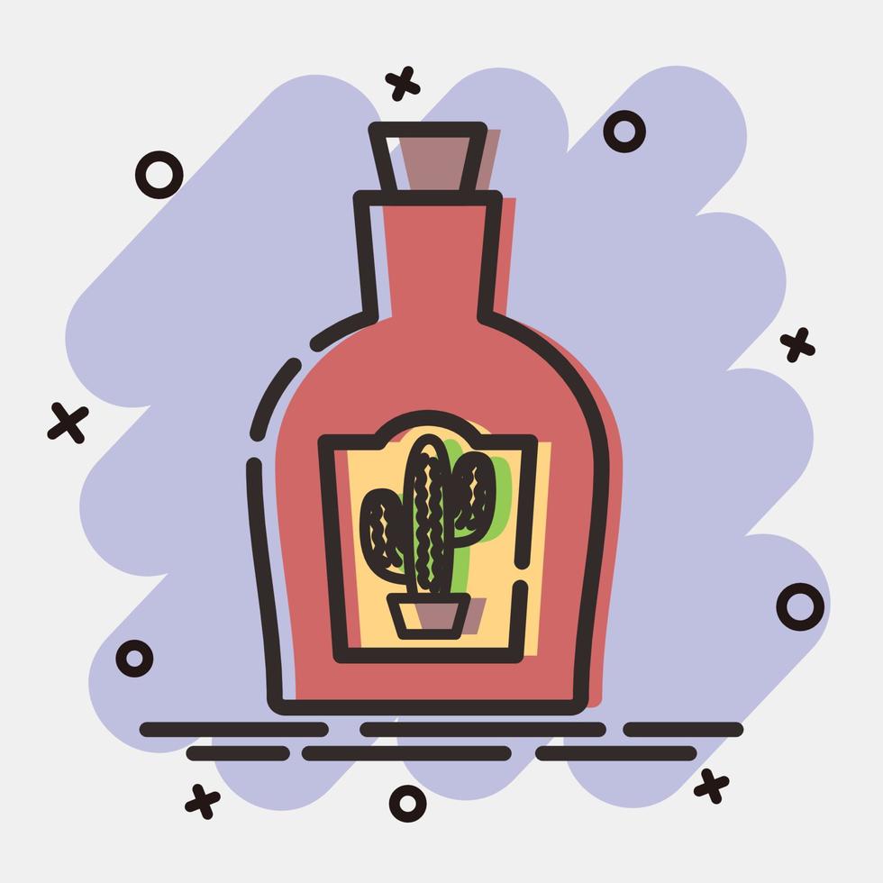 Symbol-Tequila. tag der toten feierelemente. Symbole im Comic-Stil. gut für Drucke, Poster, Logos, Partydekorationen, Grußkarten usw. vektor