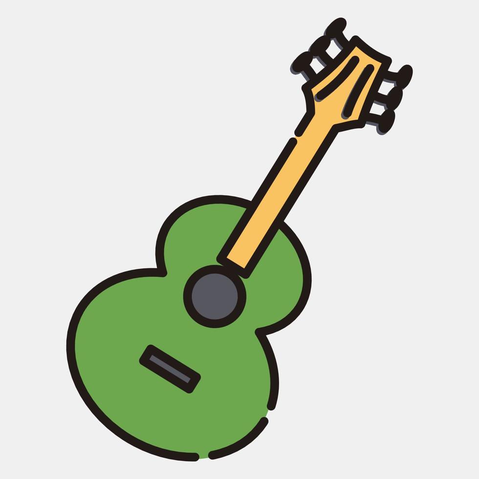 ikone gitarre. tag der toten feierelemente. Symbole im gefüllten Linienstil. gut für Drucke, Poster, Logos, Partydekorationen, Grußkarten usw. vektor