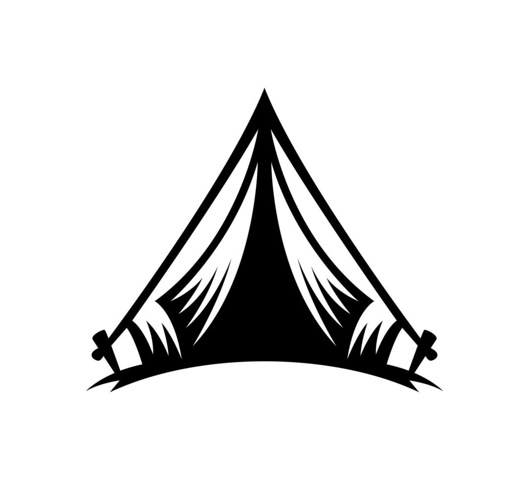 camping tält vektor. äventyr illustration symbol. turism tecken eller logotyp. vektor