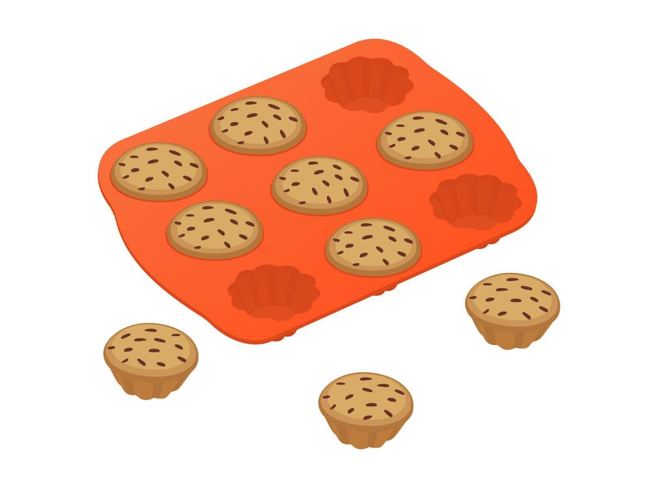 muffins i silikon forma för bakning vektor illustration