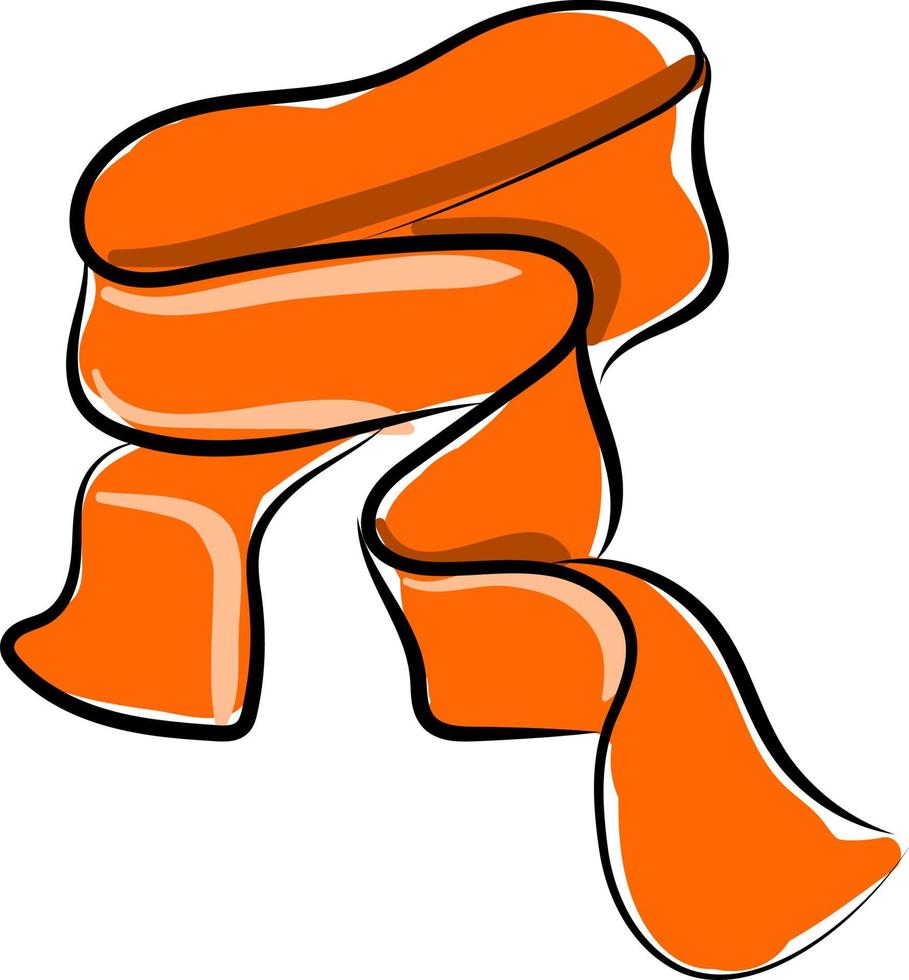 orangefarbener Schal, Illustration, Vektor auf weißem Hintergrund.
