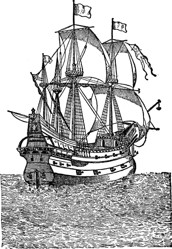 spanisches Schiff, Vintage-Illustration. vektor