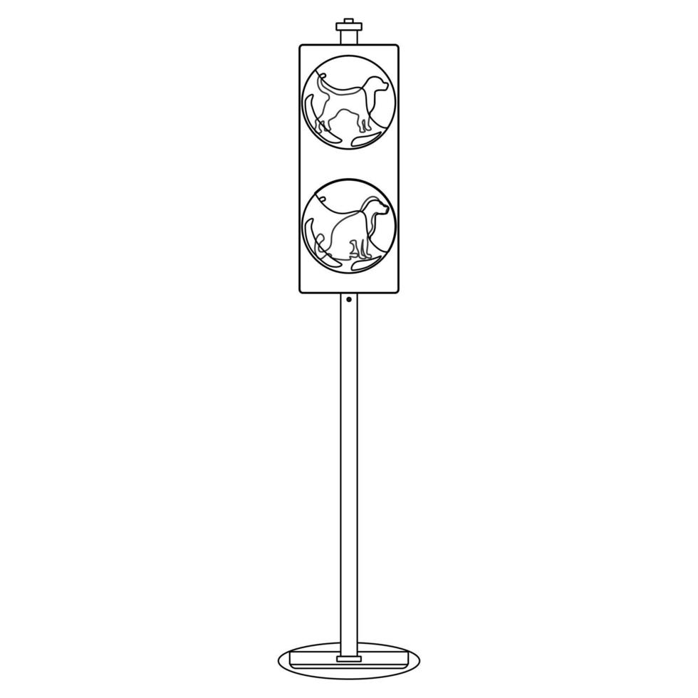 husdjur toalett för hundar. trafik lampor uppsättning i översikt stil. röd ljus ovan grön. vektor illustration isolerat på vit bakgrund.