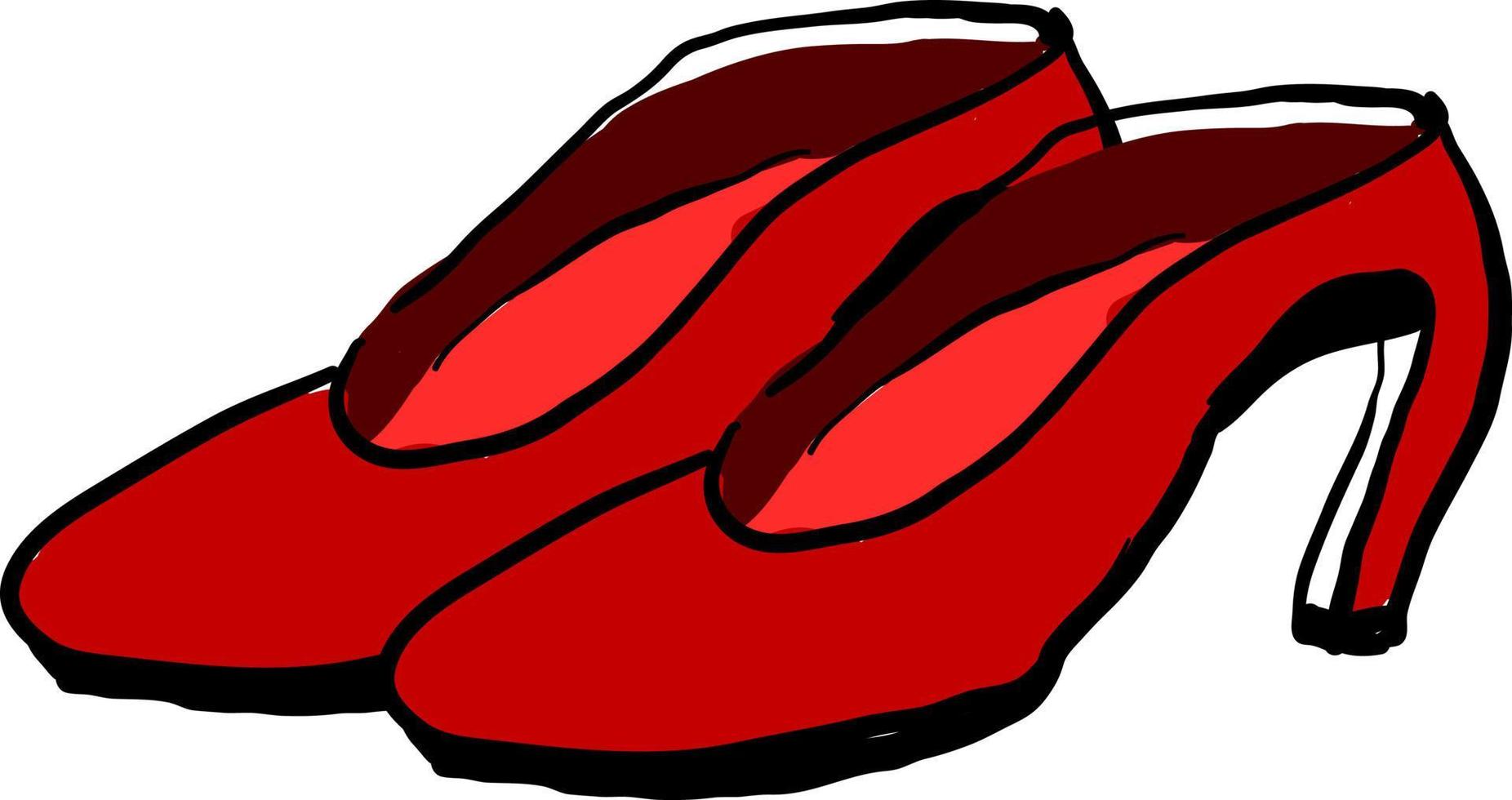 rote Damenschuhe, Illustration, Vektor auf weißem Hintergrund.