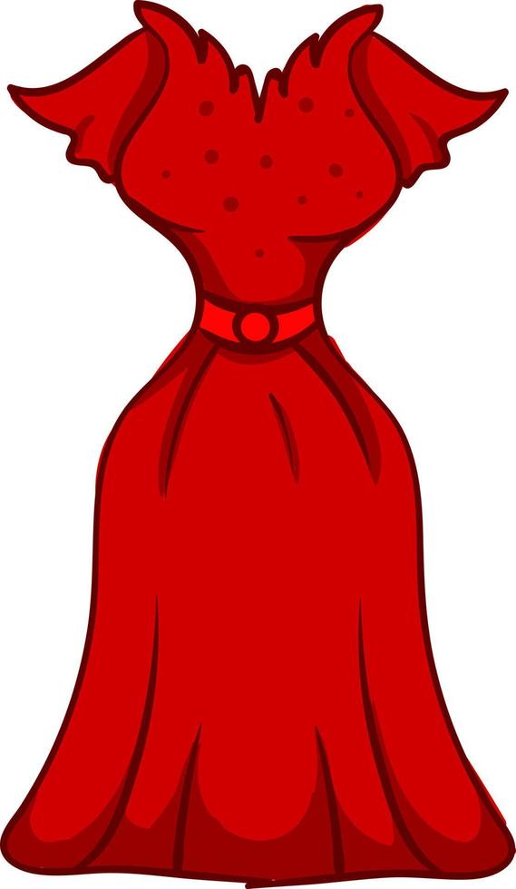 elegant lång röd klänning, illustration, vektor på vit bakgrund