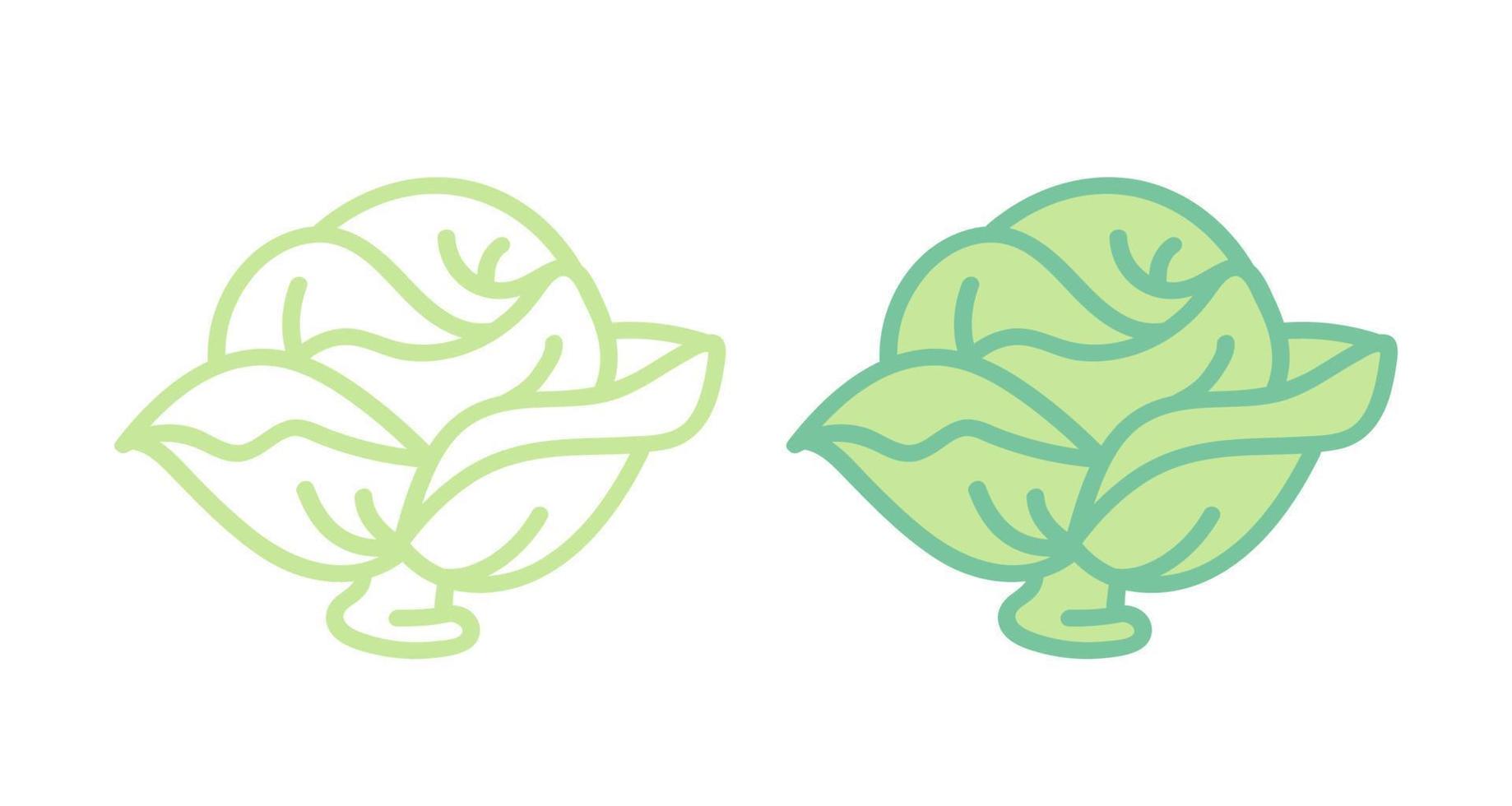 Vektor-Set-Symbole von Kohl. Illustration von Kohl. handgezeichnetes Gemüse. vektor