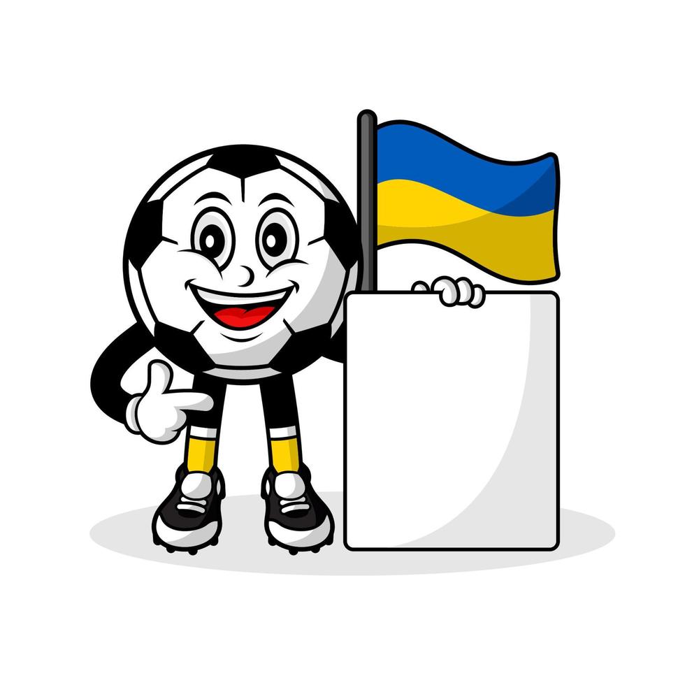 Maskottchen Cartoon Fußball Ukraine Flagge mit Banner vektor