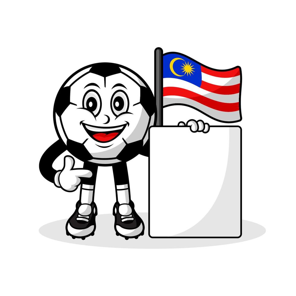 maskottchen cartoon fußball malaysia flagge mit banner vektor