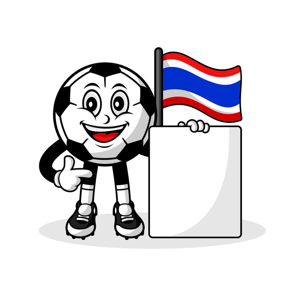 maskot tecknad serie fotboll thailand flagga med baner vektor