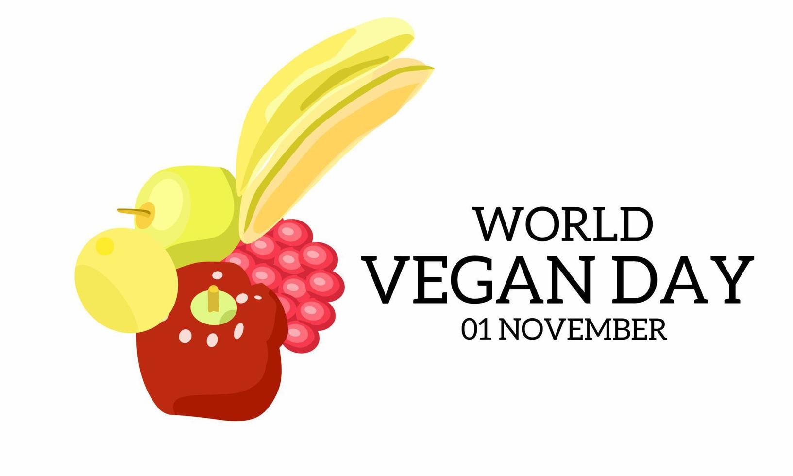 Vektorgrafik des veganen Welttags für die Feier des veganen Welttages. flaches Design. Strichzeichnungen. Flyer-Design. flache Abbildung. Banner-Design. 1. November vektor