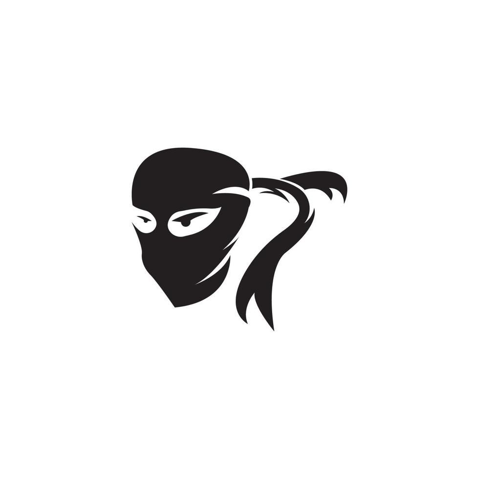 ninja krigare ikon. enkel svart ninja huvud logotyp illustration vektor