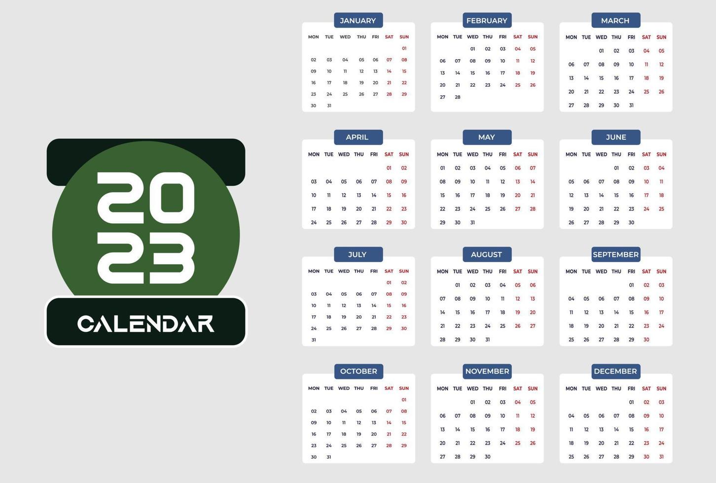 frohes neues jahr kalender 2023 vektor
