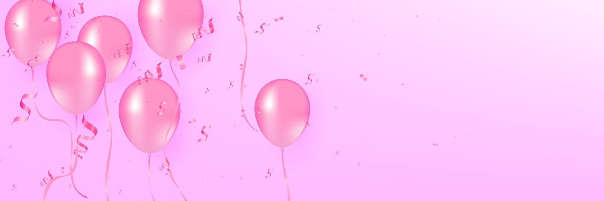 mjuk röd ballonger med konfetti realistisk vektor illustration. rosa ballonger vektor bakgrund. rosa ballonger och konfetti kan vara använda sig av fest, firande och högtider.