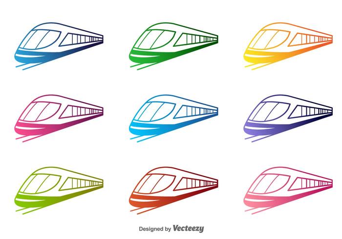 Bunte Zug Vector Silhouetten