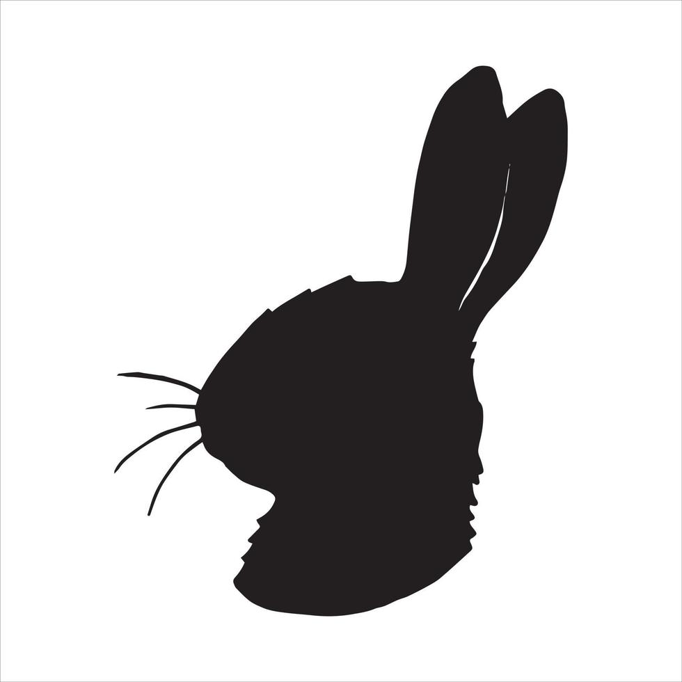 vektor teckning, silhuett av hare, kanin. årgång skriva ut för påsk. svart och vit teckning skära ut