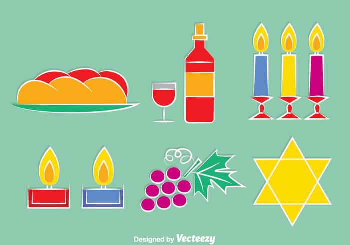 Shabbat Element Icons Vector