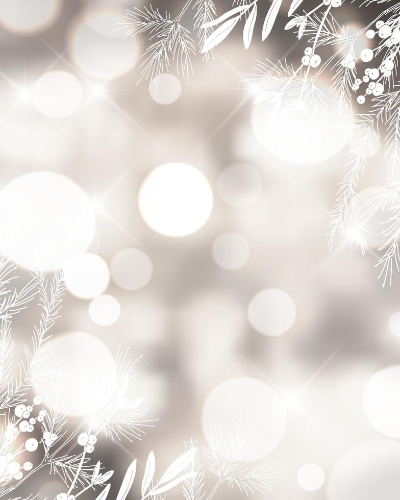 Weihnachts-Bokeh-Hintergrund mit dekorativen festlichen Elementen vektor