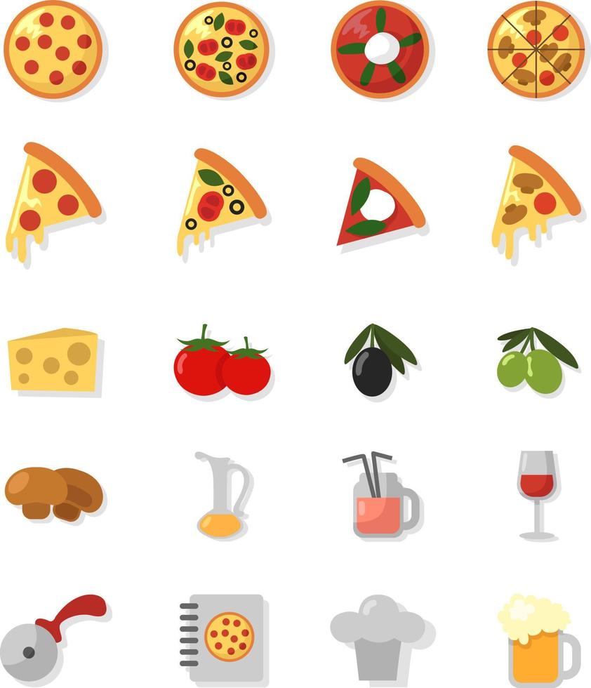 pizza plats, illustration, vektor på en vit bakgrund