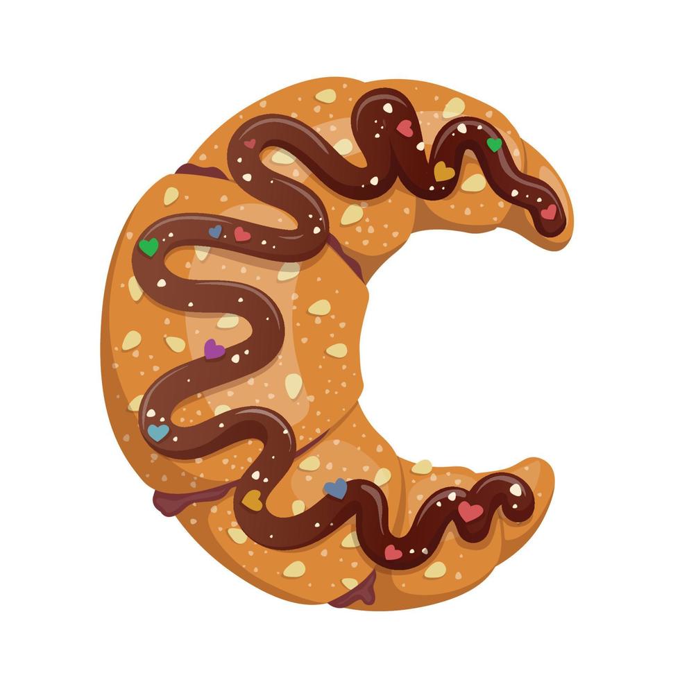 Cookie-Buchstabe c, der bunt ist. Biscuit abc. Vektor-Illustration isoliert auf weißem Hintergrund vektor