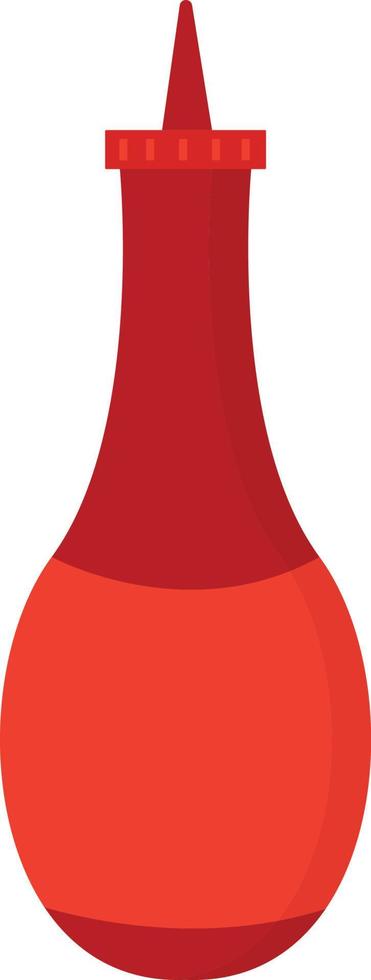 ketchup i röd flaska, illustration, vektor på vit bakgrund.
