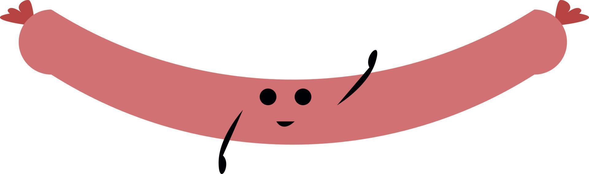 Glückliche Wurst, Illustration, Vektor auf weißem Hintergrund.