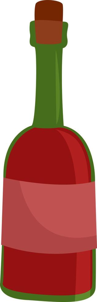 flaska av röd vin, illustration, vektor på en vit bakgrund.