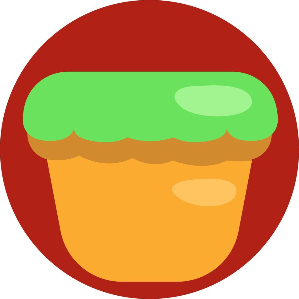 grön cupcake, illustration, vektor på en vit bakgrund.