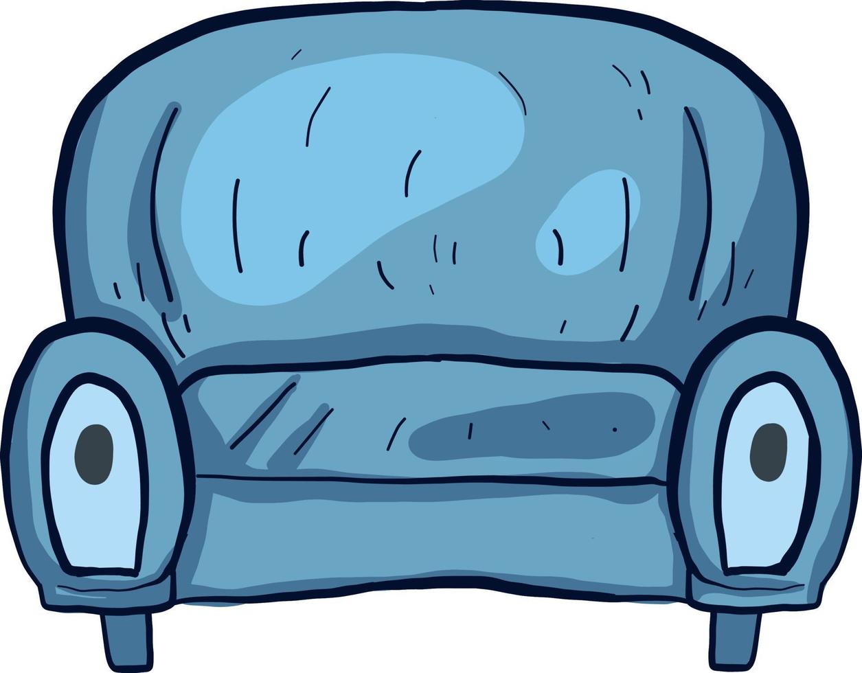 blaues Sofa, Illustration, Vektor auf weißem Hintergrund