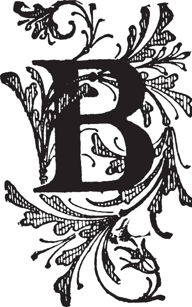 b, blommig första, årgång illustration vektor