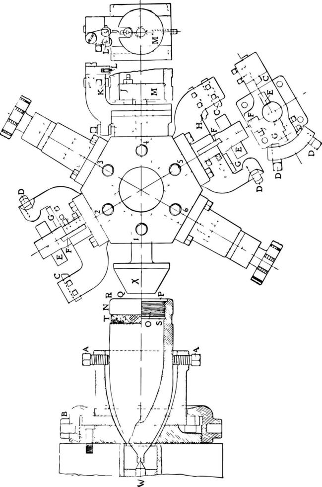 Marine-Kampfpatronen, Vintage-Illustration. vektor