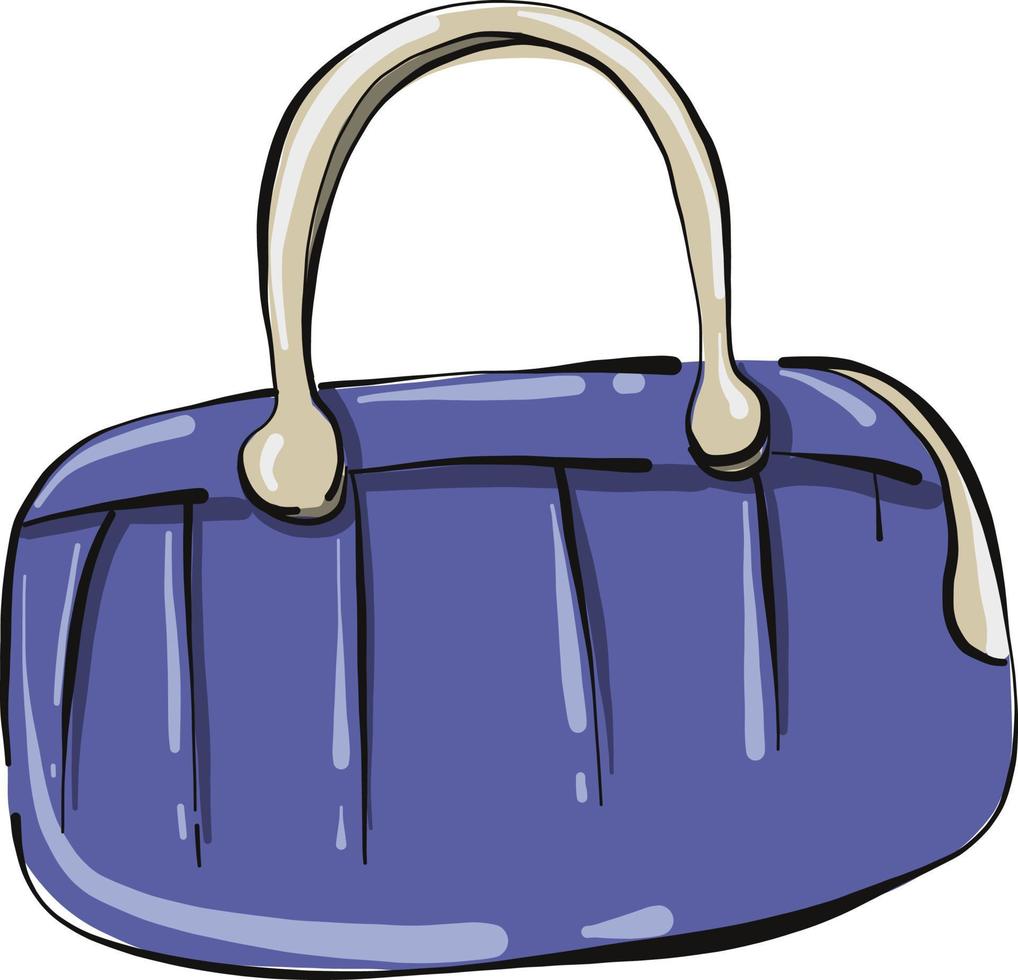 blaue stilvolle Tasche, Illustration, Vektor auf weißem Hintergrund.