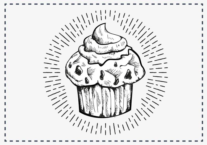 Freie Hand Drawn Muffin Hintergrund vektor